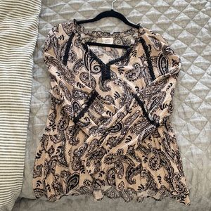Tan and brown paisley blouse